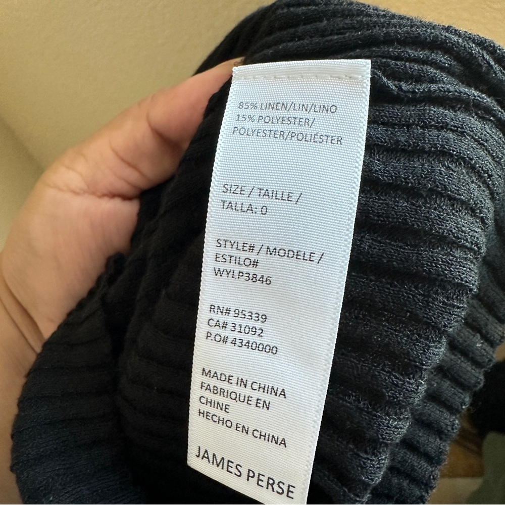 James Perse Ribbed Linen Blend Vest Sz 0 Black - Picture 7 of 8